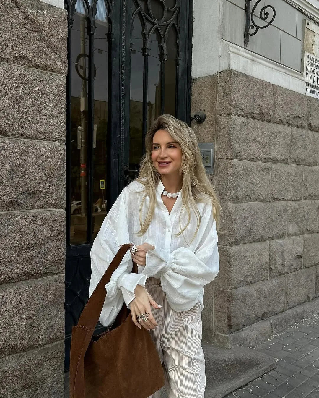 Bluzka oversize z długim rękawem — Nina