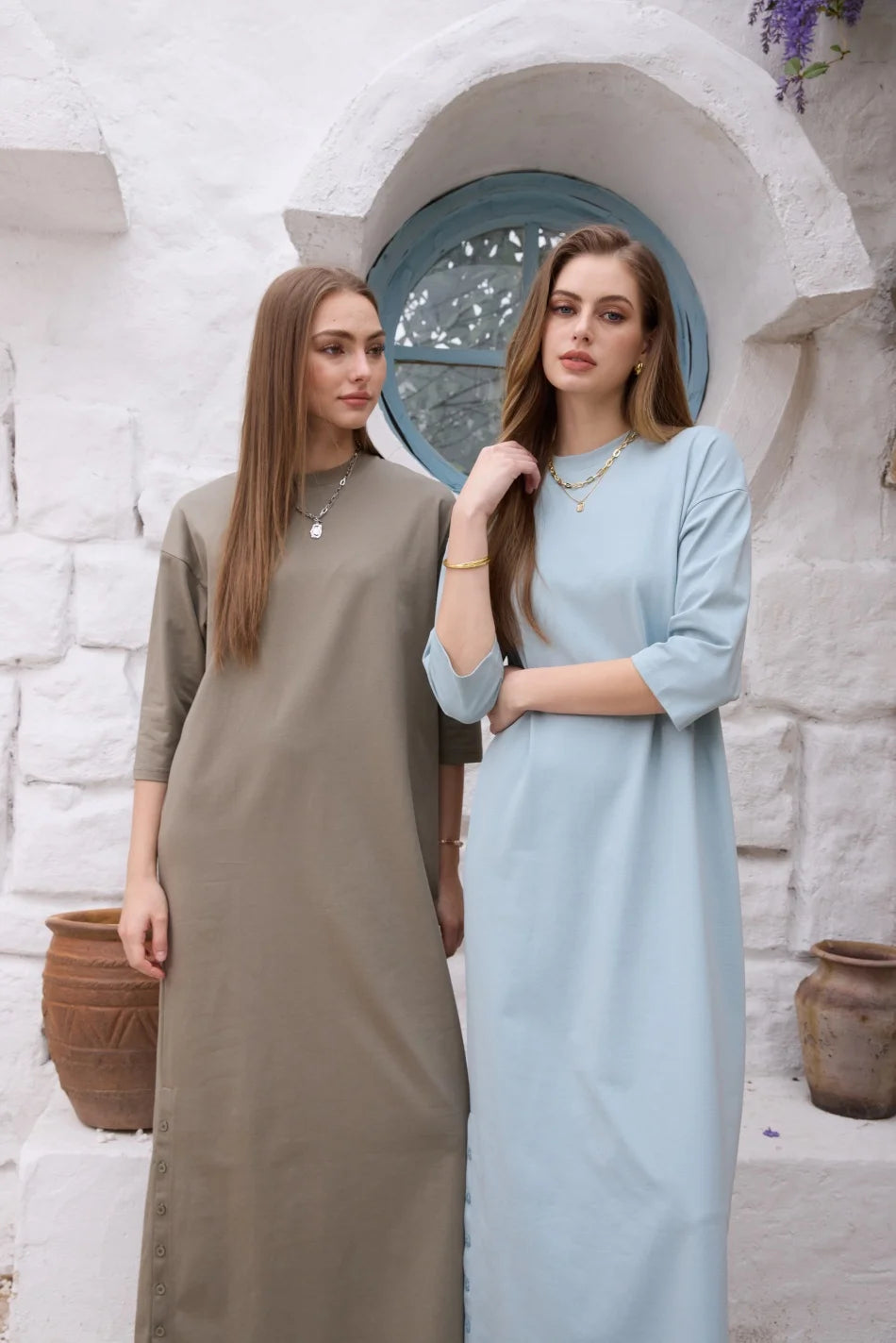 Sukienka maxi oversize z rękawem 3/4