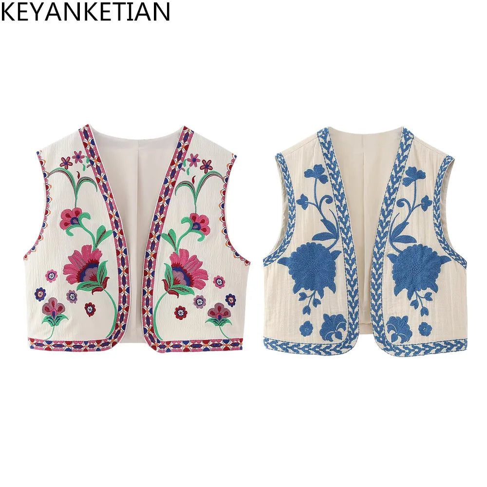 Kamizelka w kwiaty retro — Rosa