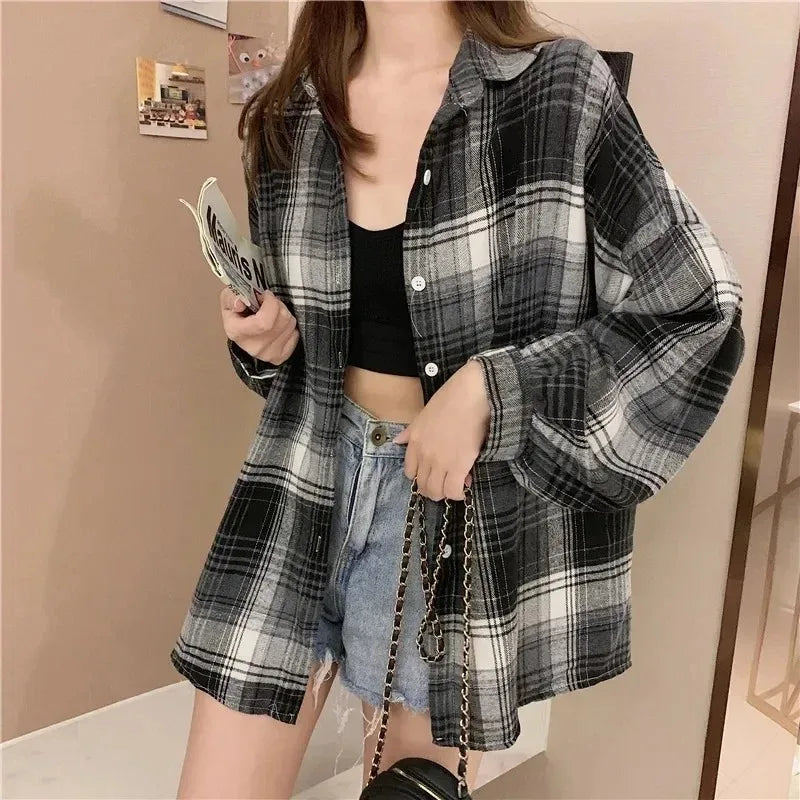 Bluzka w kratę oversize — Rosa
