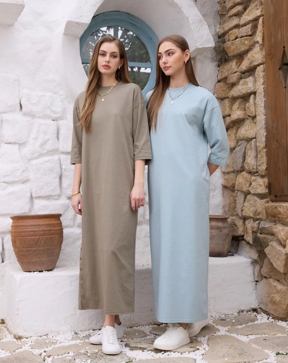 Sukienka maxi oversize z rękawem 3/4