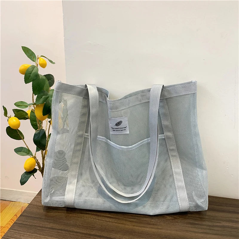 Pakowna torebka shopper na ramię z kieszonką