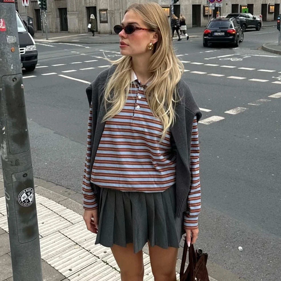 Koszulka polo w paski z długim rękawem — Basia