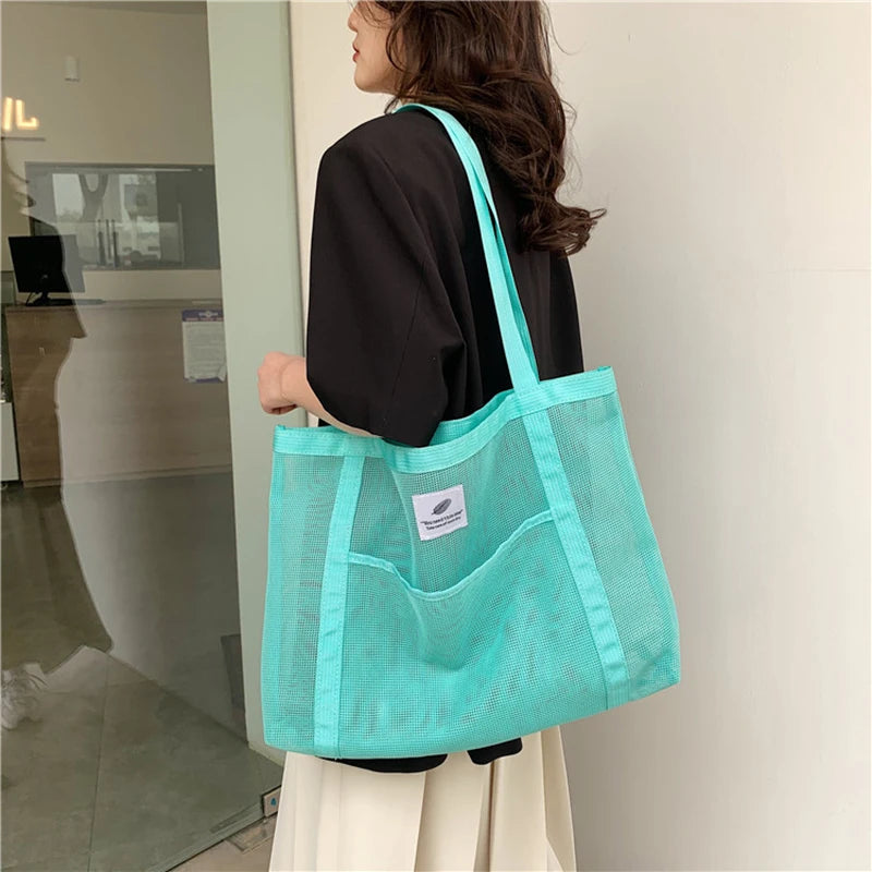 Pakowna torebka shopper na ramię z kieszonką