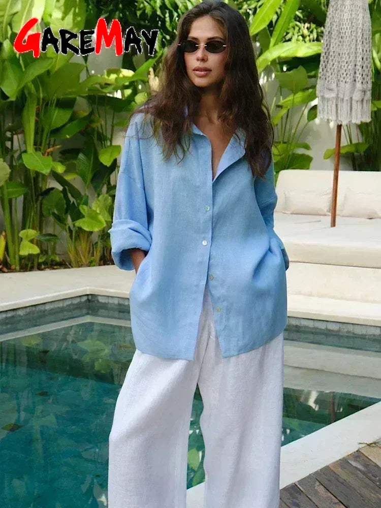 Bluzka lniana oversize — Rosa