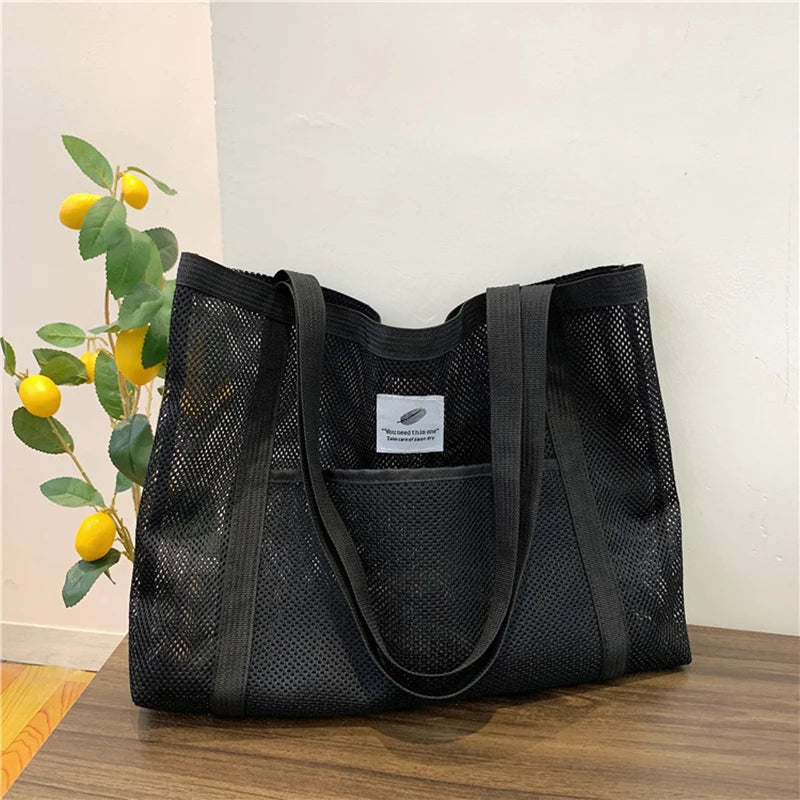 Pakowna torebka shopper na ramię z kieszonką