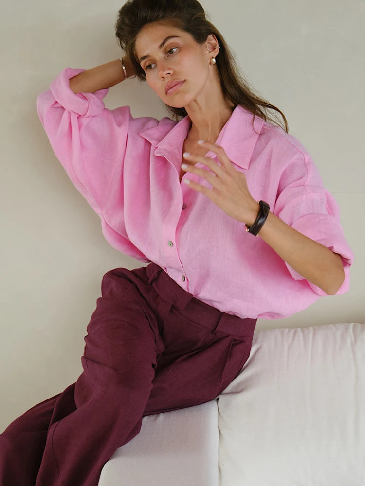 Bluzka lniana oversize — Rosa