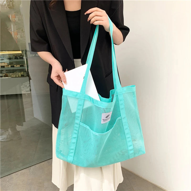 Pakowna torebka shopper na ramię z kieszonką