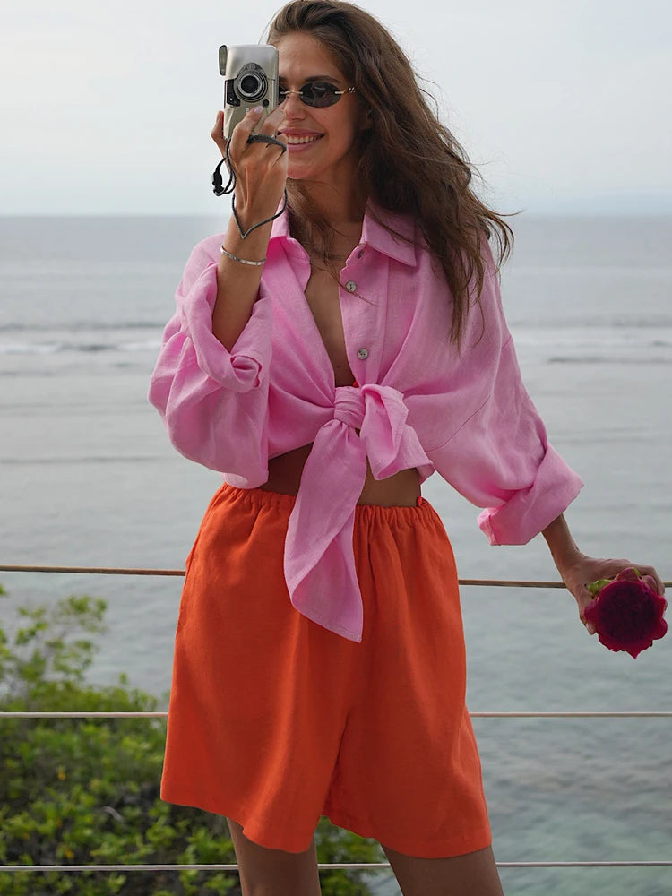 Bluzka lniana oversize — Rosa