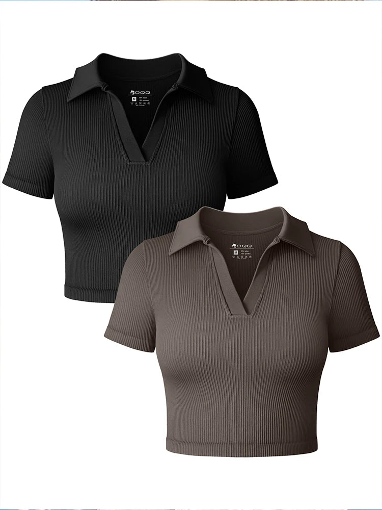 Koszulka polo z dzianiny z dekoltem V — Alma